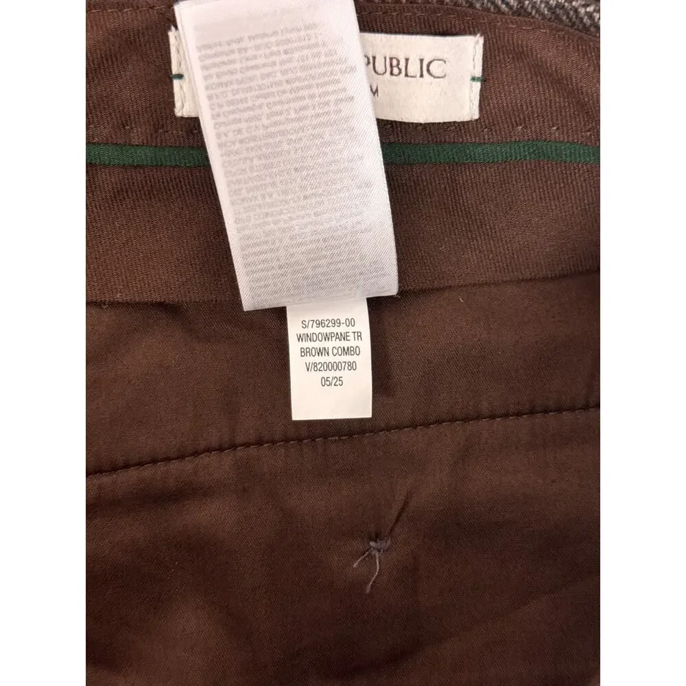 New Banana Republic Pants 33 x 32 Italian Wool Tailored Slim Windowpane Tweed